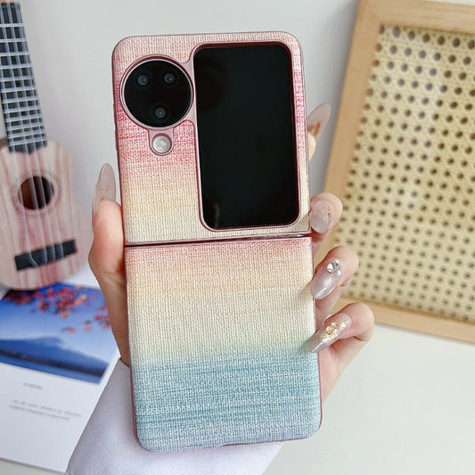 For OPPO Find N3 Flip Illusory Color Leather Texture PC Phone Case(Pink) - OPPO Cases by buy2fix | Online Shopping UK | buy2fix