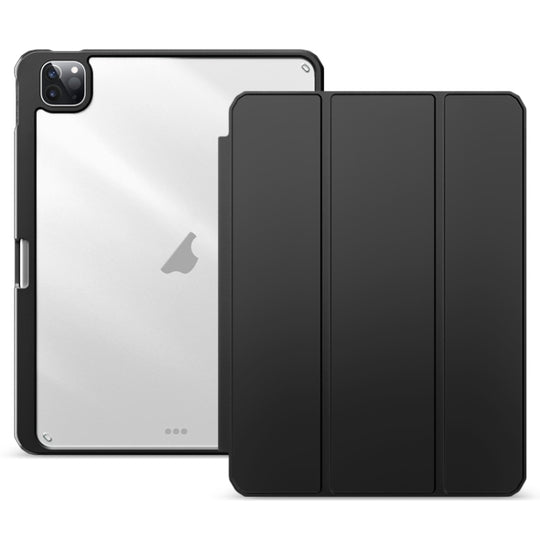 For iPad Pro 12.9 2022/2021/2020 ZGA Tri-Fold Voltage Smart Leather Tablet Case(Black)