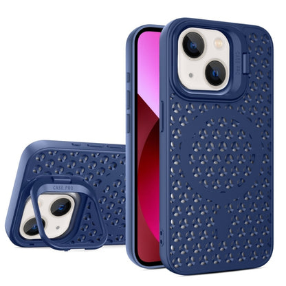 For iPhone 13 Hollow Cooling Lens Holder MagSafe Magnetic TPU Phone Case(Blue) by buy2fix