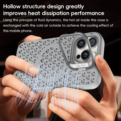 For iPhone 12 Pro Max Hollow Cooling Lens Holder MagSafe Magnetic TPU Phone Case(Black) by buy2fix