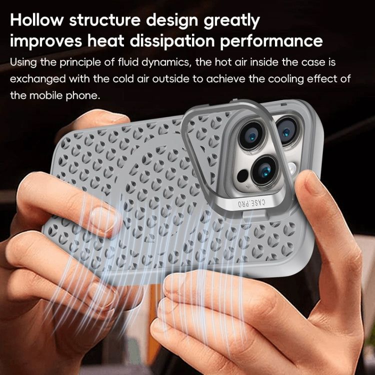 For iPhone 13 Pro Hollow Cooling Lens Holder MagSafe Magnetic TPU Phone Case(Black) by buy2fix