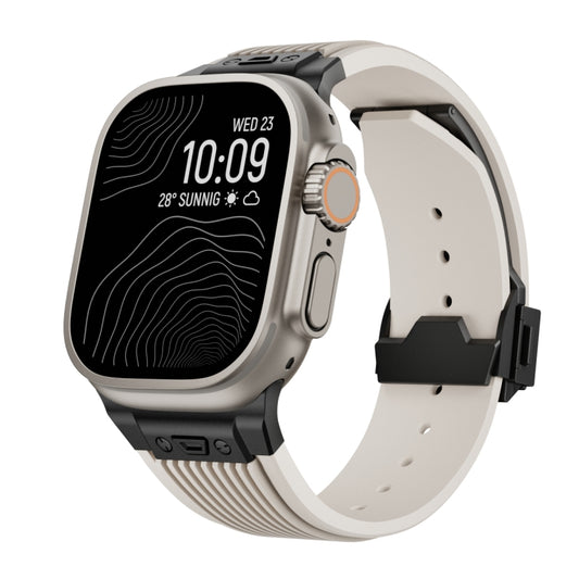 For Apple Watch Ultra 2 49mm Vertical Texture Black Buckle Elastic Silicone Watch Band(Starlight) by buy2fix
