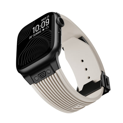 For Apple Watch Series 6 44mm Vertical Texture Black Buckle Elastic Silicone Watch Band(Starlight) by buy2fix