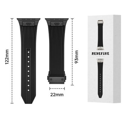 For Apple Watch Series 6 44mm Vertical Texture Black Buckle Elastic Silicone Watch Band(Orange) by buy2fix