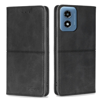 For Motorola Moto G Play 4G 2024 Cow Texture Magnetic Leather Phone Case(Black) by buy2fix