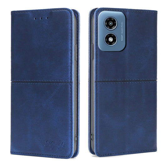 For Motorola Moto G Play 4G 2024 Cow Texture Magnetic Leather Phone Case(Blue) by buy2fix