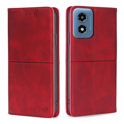 For Motorola Moto G Play 4G 2024 Cow Texture Magnetic Leather Phone Case(Red) by buy2fix