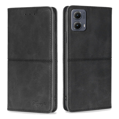 For Motorola Edge 5G 2024 Cow Texture Magnetic Leather Phone Case(Black) by buy2fix