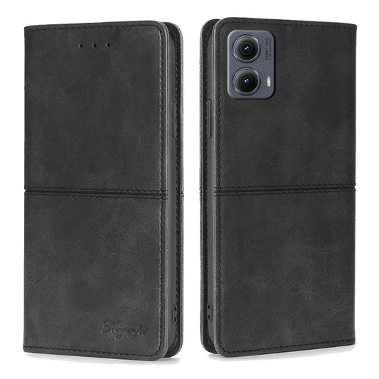 For Motorola Edge 5G 2024 Cow Texture Magnetic Leather Phone Case(Black) by buy2fix