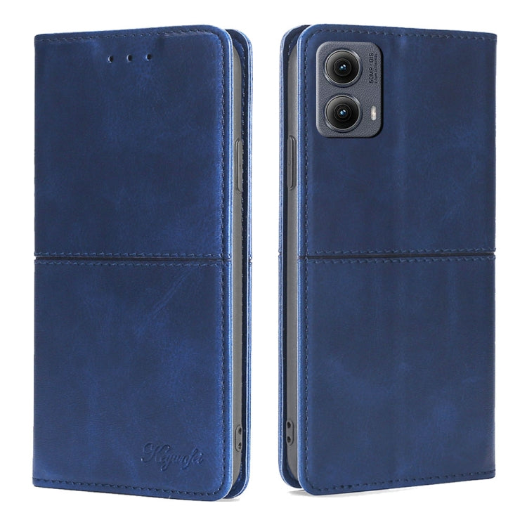 For Motorola Edge 5G 2024 Cow Texture Magnetic Leather Phone Case(Blue) by buy2fix