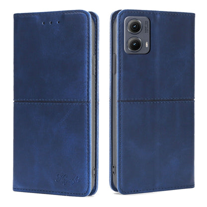 For Motorola Edge 5G 2024 Cow Texture Magnetic Leather Phone Case(Blue) by buy2fix
