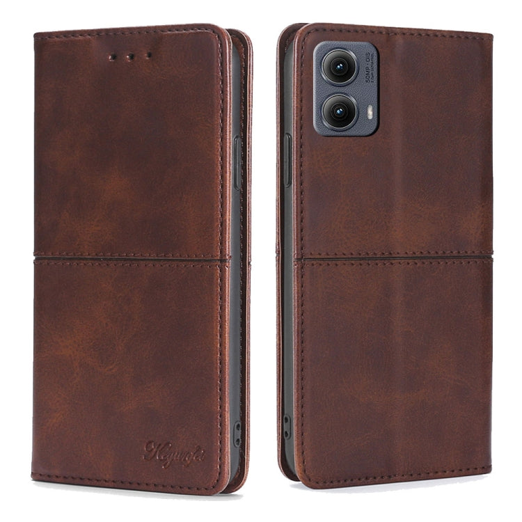 For Motorola Edge 5G 2024 Cow Texture Magnetic Leather Phone Case(Dark Brown) by buy2fix