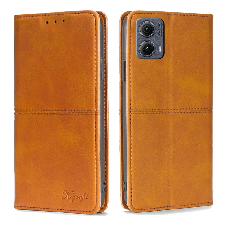 For Motorola Edge 5G 2024 Cow Texture Magnetic Leather Phone Case(Light Brown) by buy2fix