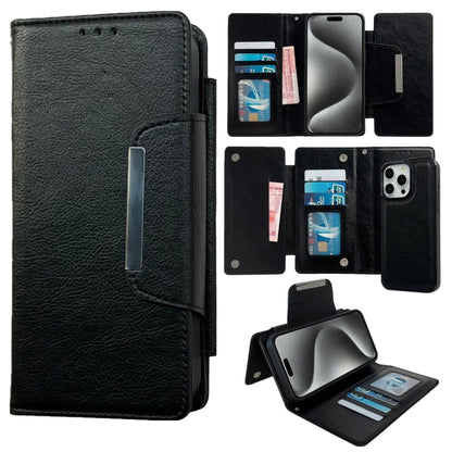 For iPhone 15 Pro Multifunctional 7-Cards Wallet Leather Phone Case(Black) - iPhone 15 Pro Cases by buy2fix | Online Shopping UK | buy2fix