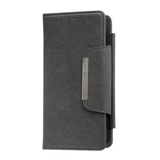 For iPhone 15 Pro Multifunctional 7-Cards Wallet Leather Phone Case(Grey) - iPhone 15 Pro Cases by buy2fix | Online Shopping UK | buy2fix