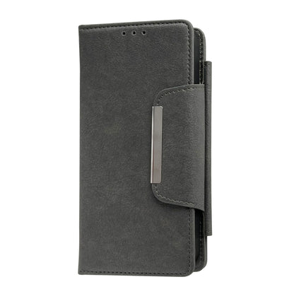 For iPhone 15 Plus Multifunctional 7-Cards Wallet Leather Phone Case(Grey) - iPhone 15 Plus Cases by buy2fix | Online Shopping UK | buy2fix