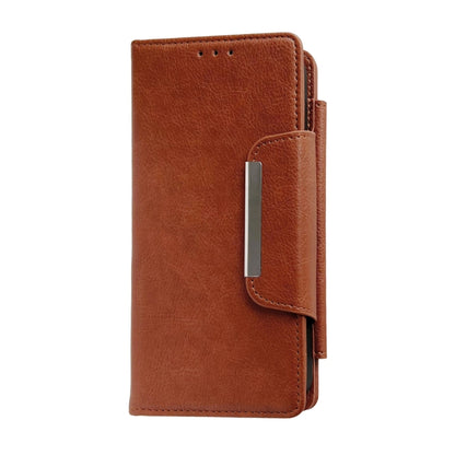 For iPhone 15 Plus Multifunctional 7-Cards Wallet Leather Phone Case(Brown) - iPhone 15 Plus Cases by buy2fix | Online Shopping UK | buy2fix
