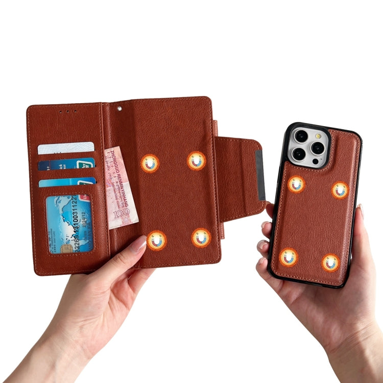 For iPhone 14 Multifunctional 7-Cards Wallet Leather Phone Case(Brown) - iPhone 14 Cases by buy2fix | Online Shopping UK | buy2fix