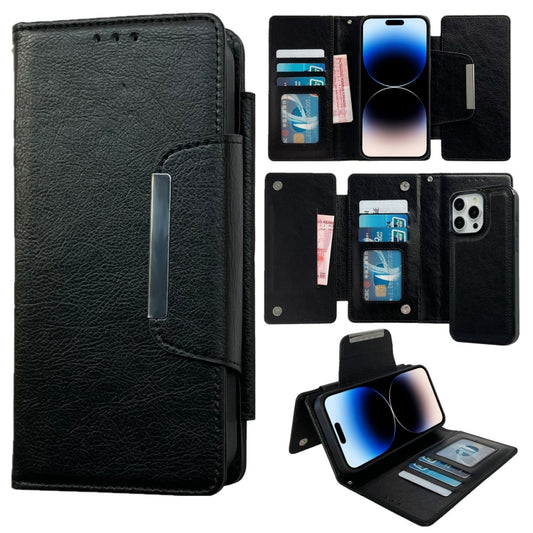 For iPhone 14 Pro Multifunctional 7-Cards Wallet Leather Phone Case(Black) - iPhone 14 Pro Cases by buy2fix | Online Shopping UK | buy2fix