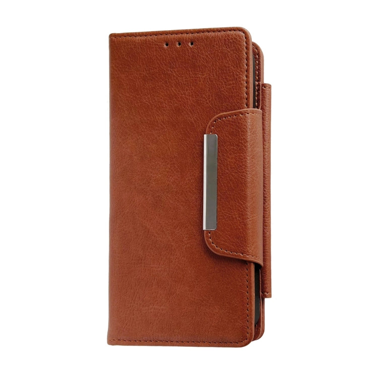 For iPhone 14 Pro Multifunctional 7-Cards Wallet Leather Phone Case(Brown) - iPhone 14 Pro Cases by buy2fix | Online Shopping UK | buy2fix