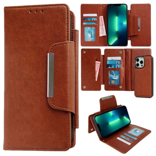 For iPhone 13 Pro Max Multifunctional 7-Cards Wallet Leather Phone Case(Brown) - iPhone 13 Pro Max Cases by buy2fix | Online Shopping UK | buy2fix