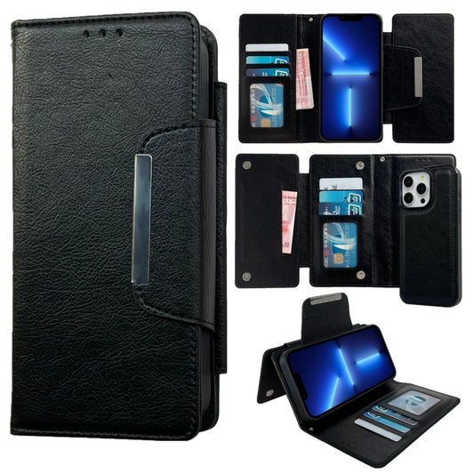 For iPhone 13 Pro Multifunctional 7-Cards Wallet Leather Phone Case(Black) - iPhone 13 Pro Cases by buy2fix | Online Shopping UK | buy2fix