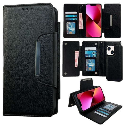 For iPhone 13 Multifunctional 7-Cards Wallet Leather Phone Case(Black) - iPhone 13 Cases by buy2fix | Online Shopping UK | buy2fix