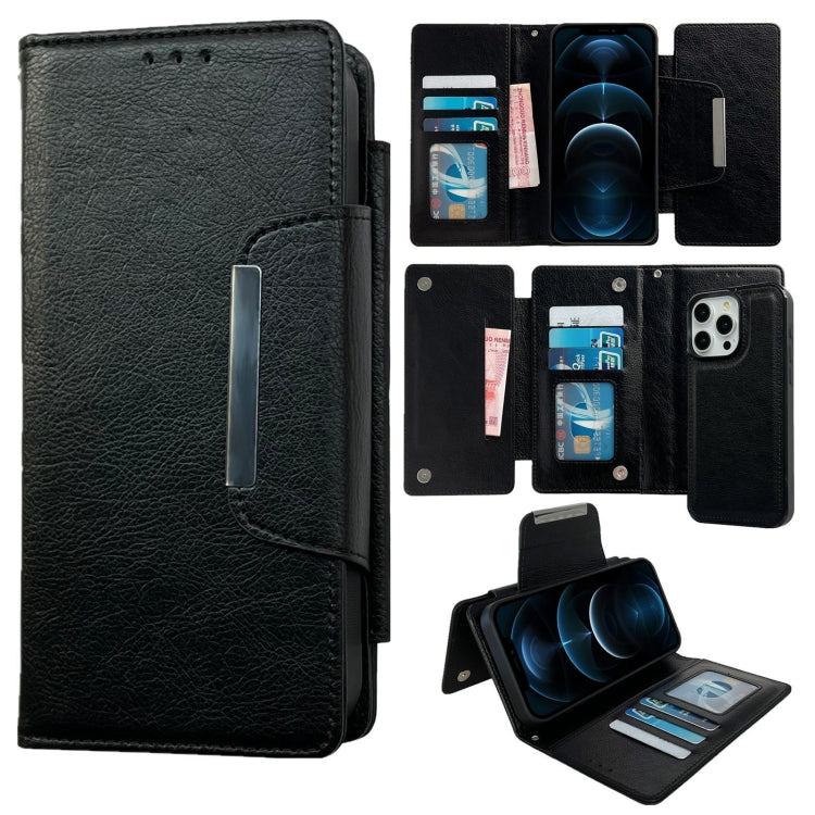 For iPhone 12 Pro Max Multifunctional 7-Cards Wallet Leather Phone Case(Black) - iPhone 12 Pro Max Cases by buy2fix | Online Shopping UK | buy2fix