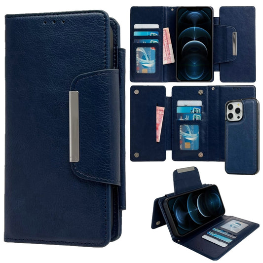 For iPhone 12 Pro Max Multifunctional 7-Cards Wallet Leather Phone Case(Royal Blue) - iPhone 12 Pro Max Cases by buy2fix | Online Shopping UK | buy2fix
