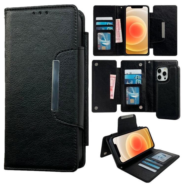 For iPhone 12 / 12 Pro Multifunctional 7-Cards Wallet Leather Phone Case(Black) - iPhone 12 / 12 Pro Cases by buy2fix | Online Shopping UK | buy2fix