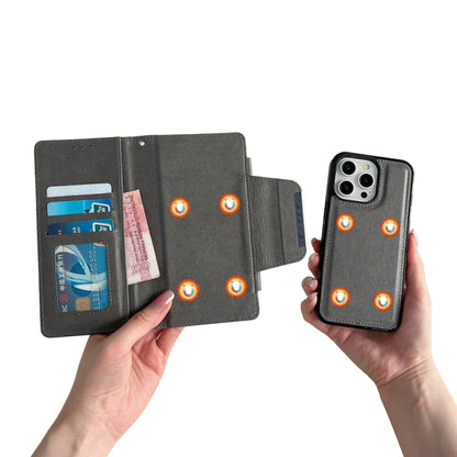 For iPhone 16 Pro Max Multifunctional 7-Cards Wallet Leather Phone Case(Grey) by buy2fix