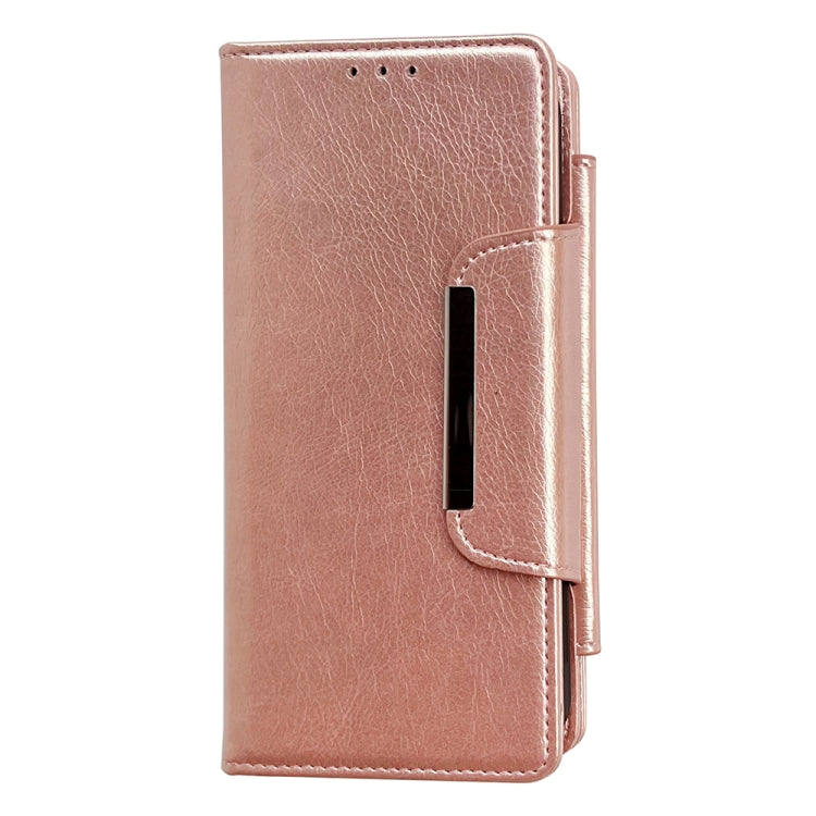 For iPhone 16 Pro Max Multifunctional 7-Cards Wallet Leather Phone Case(Rose Gold) - iPhone 16 Pro Max Cases by buy2fix | Online Shopping UK | buy2fix