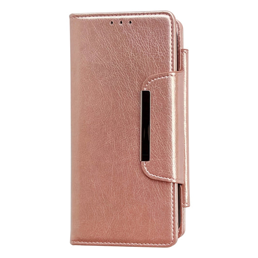 For iPhone 16 Pro Max Multifunctional 7-Cards Wallet Leather Phone Case(Rose Gold) - iPhone 16 Pro Max Cases by buy2fix | Online Shopping UK | buy2fix