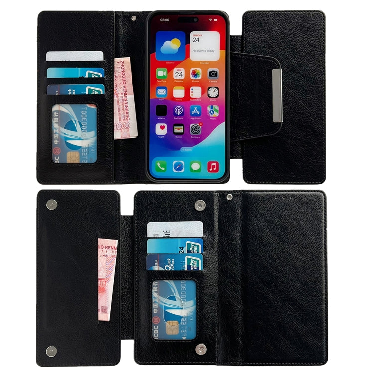 For iPhone 16 Pro Multifunctional 7-Cards Wallet Leather Phone Case(Black) by buy2fix