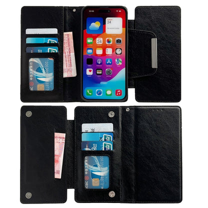 For iPhone 16 Pro Multifunctional 7-Cards Wallet Leather Phone Case(Black) by buy2fix