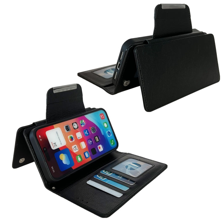 For iPhone 16 Pro Multifunctional 7-Cards Wallet Leather Phone Case(Black) by buy2fix