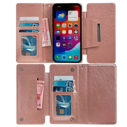 For iPhone 16 Pro Multifunctional 7-Cards Wallet Leather Phone Case(Rose Gold) by buy2fix