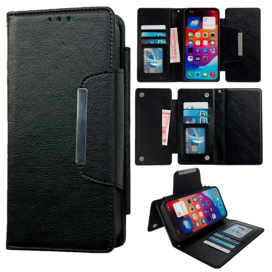 For iPhone 16 Plus Multifunctional 7-Cards Wallet Leather Phone Case(Black) - iPhone 16 Plus Cases by buy2fix | Online Shopping UK | buy2fix