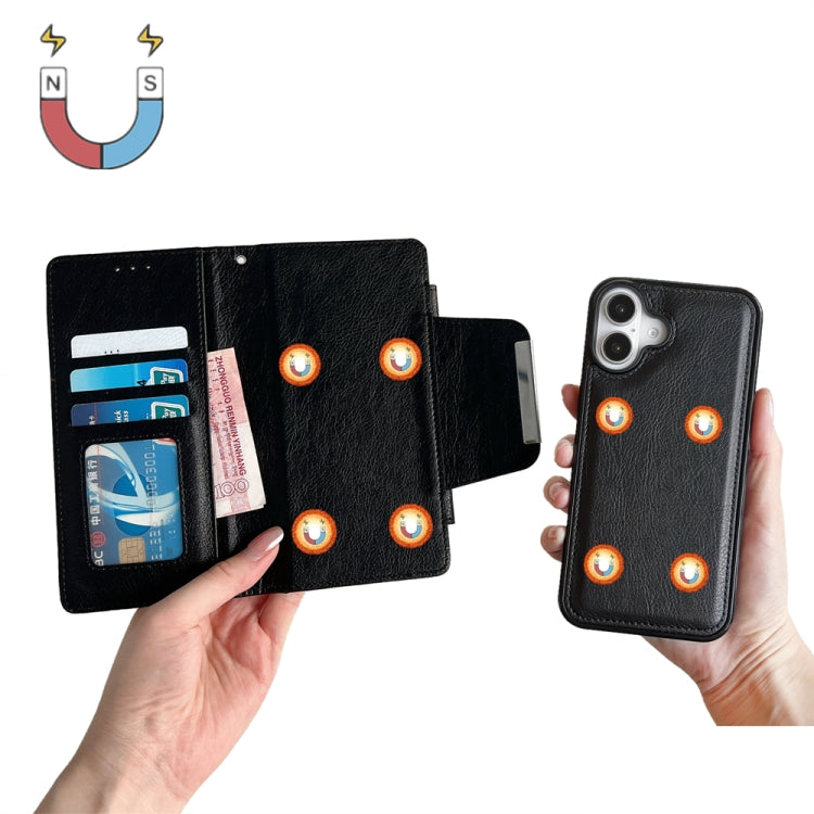 For iPhone 16 Plus Multifunctional 7-Cards Wallet Leather Phone Case(Black) - iPhone 16 Plus Cases by buy2fix | Online Shopping UK | buy2fix