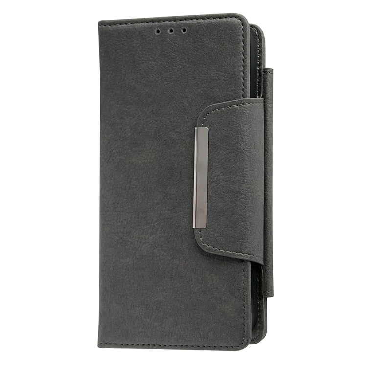 For iPhone 16 Plus Multifunctional 7-Cards Wallet Leather Phone Case(Grey) - iPhone 16 Plus Cases by buy2fix | Online Shopping UK | buy2fix