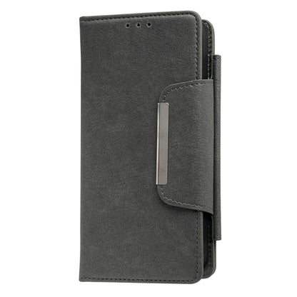 For iPhone 16 Plus Multifunctional 7-Cards Wallet Leather Phone Case(Grey) - iPhone 16 Plus Cases by buy2fix | Online Shopping UK | buy2fix