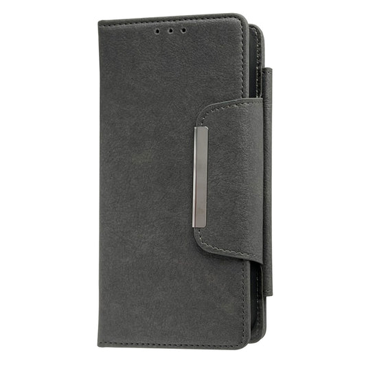 For iPhone 16 Plus Multifunctional 7-Cards Wallet Leather Phone Case(Grey) - iPhone 16 Plus Cases by buy2fix | Online Shopping UK | buy2fix