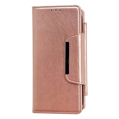 For iPhone 16 Plus Multifunctional 7-Cards Wallet Leather Phone Case(Rose Gold) - iPhone 16 Plus Cases by buy2fix | Online Shopping UK | buy2fix