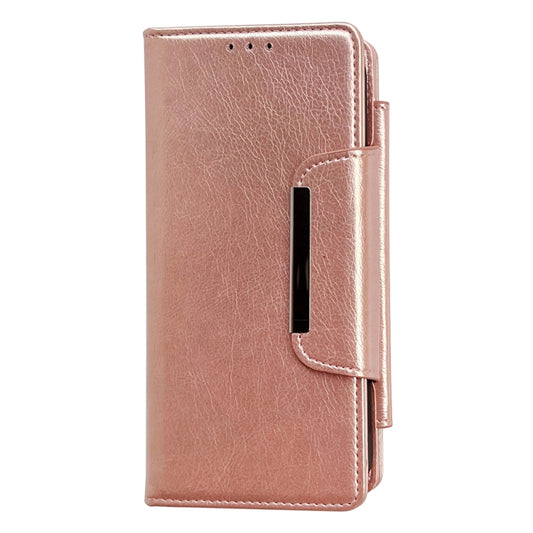 For iPhone 16 Plus Multifunctional 7-Cards Wallet Leather Phone Case(Rose Gold) - iPhone 16 Plus Cases by buy2fix | Online Shopping UK | buy2fix