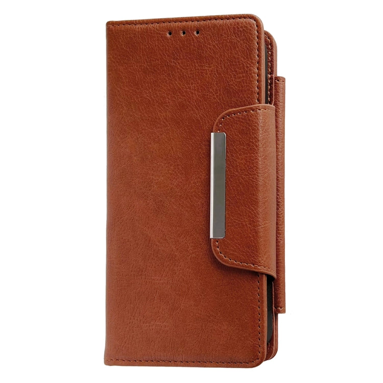 For iPhone 16 Plus Multifunctional 7-Cards Wallet Leather Phone Case(Brown) - iPhone 16 Plus Cases by buy2fix | Online Shopping UK | buy2fix