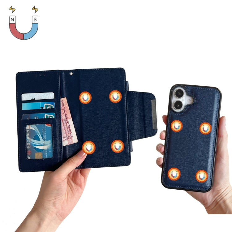 For iPhone 16 Multifunctional 7-Cards Wallet Leather Phone Case(Royal Blue) - iPhone 16 Cases by buy2fix | Online Shopping UK | buy2fix