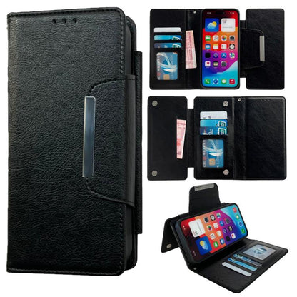 For iPhone 16e Multifunctional 7-Cards Wallet Leather Phone Case(Black) - iPhone 16e Cases by buy2fix | Online Shopping UK | buy2fix