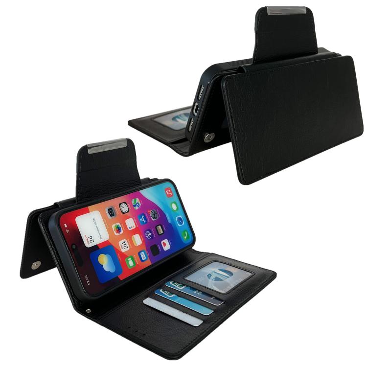 For iPhone 16e Multifunctional 7-Cards Wallet Leather Phone Case(Black) - iPhone 16e Cases by buy2fix | Online Shopping UK | buy2fix