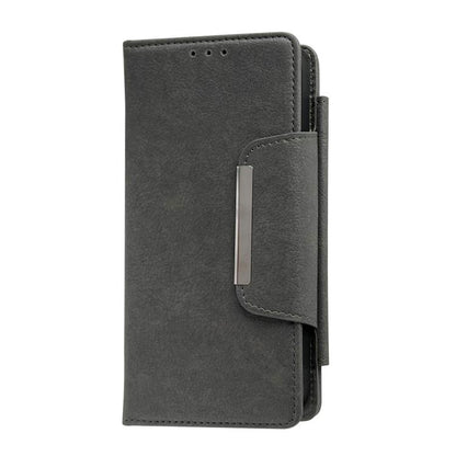 For iPhone 16e Multifunctional 7-Cards Wallet Leather Phone Case(Grey) - iPhone 16e Cases by buy2fix | Online Shopping UK | buy2fix
