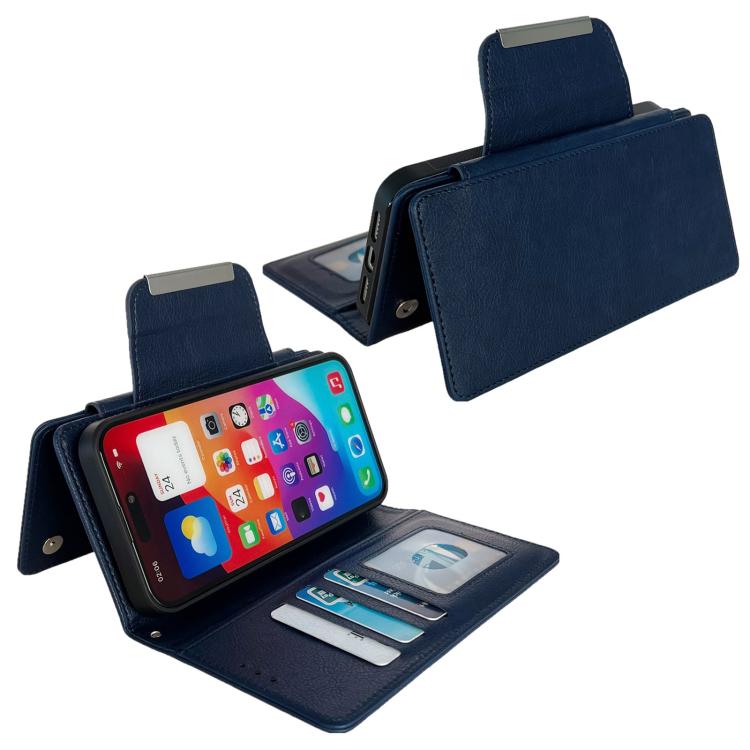 For iPhone 16e Multifunctional 7-Cards Wallet Leather Phone Case(Royal Blue) - iPhone 16e Cases by buy2fix | Online Shopping UK | buy2fix